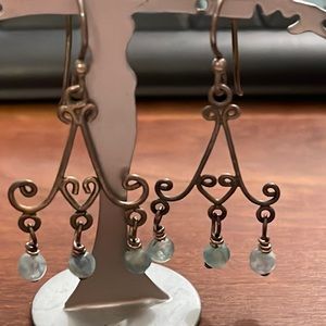 Aquamarine chandelier heart earrings